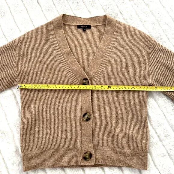 Quince Alpaca-Wool Cropped Cardigan (Camel) S - Picture 7 of 10